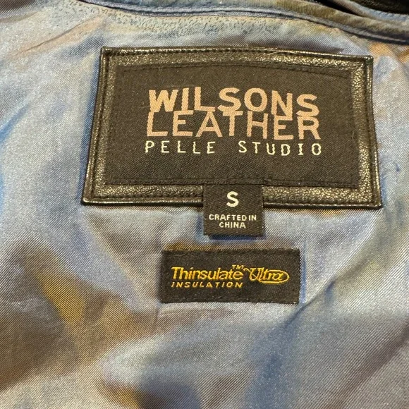 Wilsons Leather Long Line Mens Black Thinsulate Genuine Leather Jacket Small
